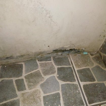 cobertura de drywall exterior deteriorado